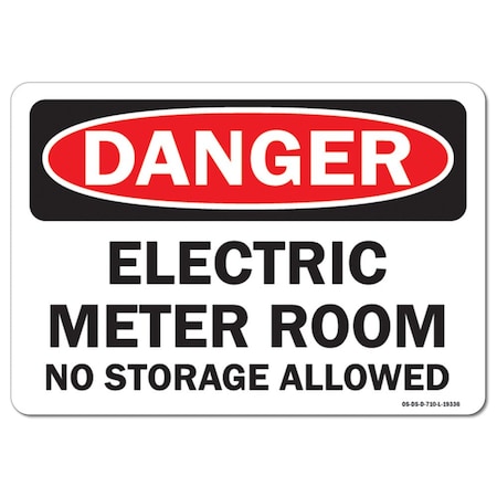 Signmission Safety Sign, OSHA Danger, 3.5" Height, Electric Meter Room No, Landscape OS-DS-D-35-L-19336